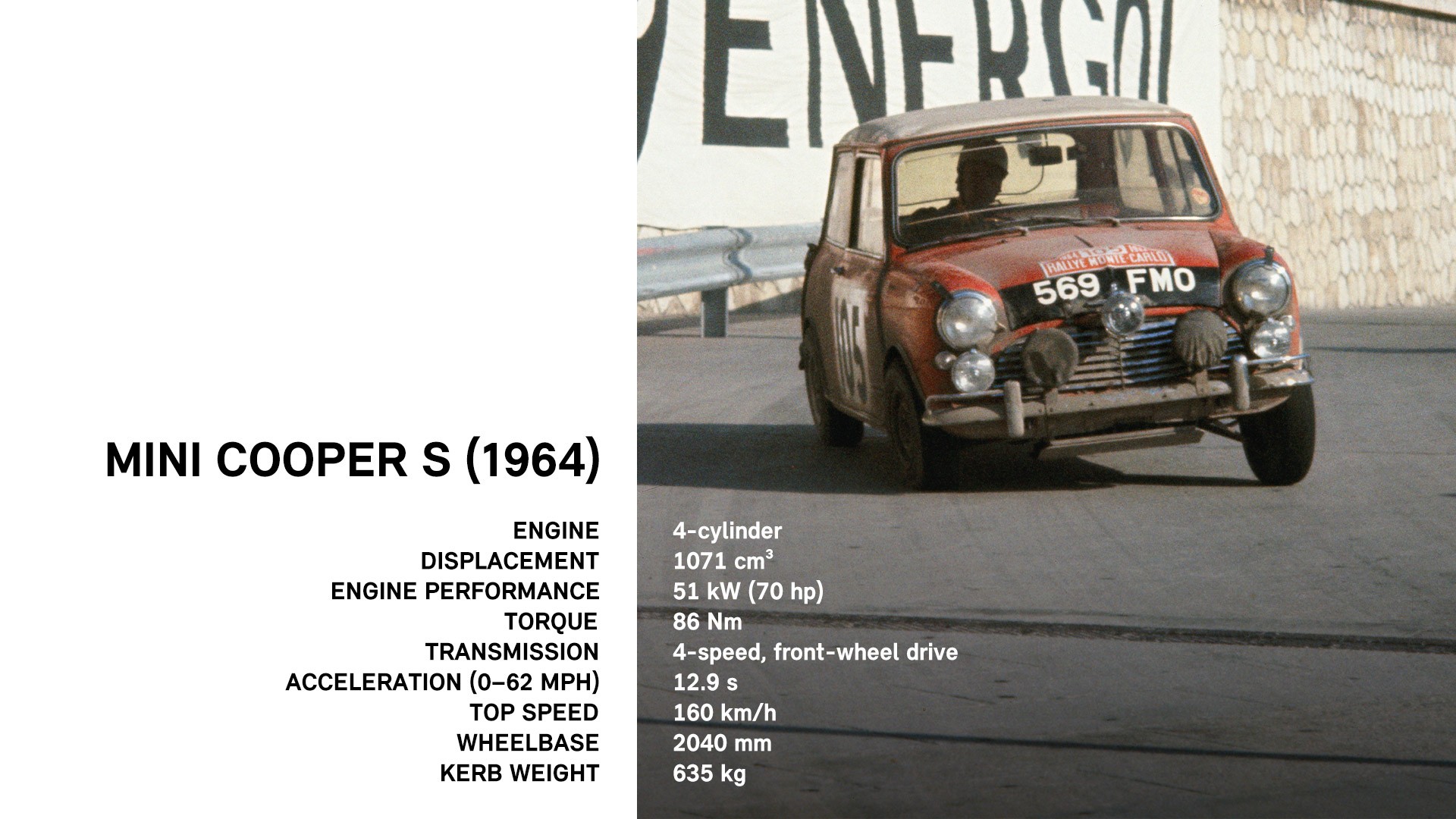 The 1964 Mini Cooper S in action.